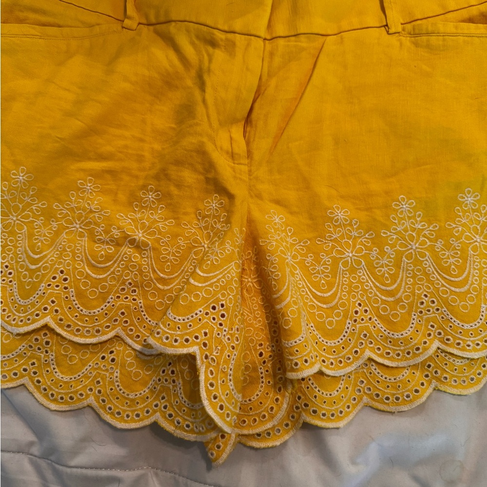 LOFT Yellow Embroidered Women's Bermudas